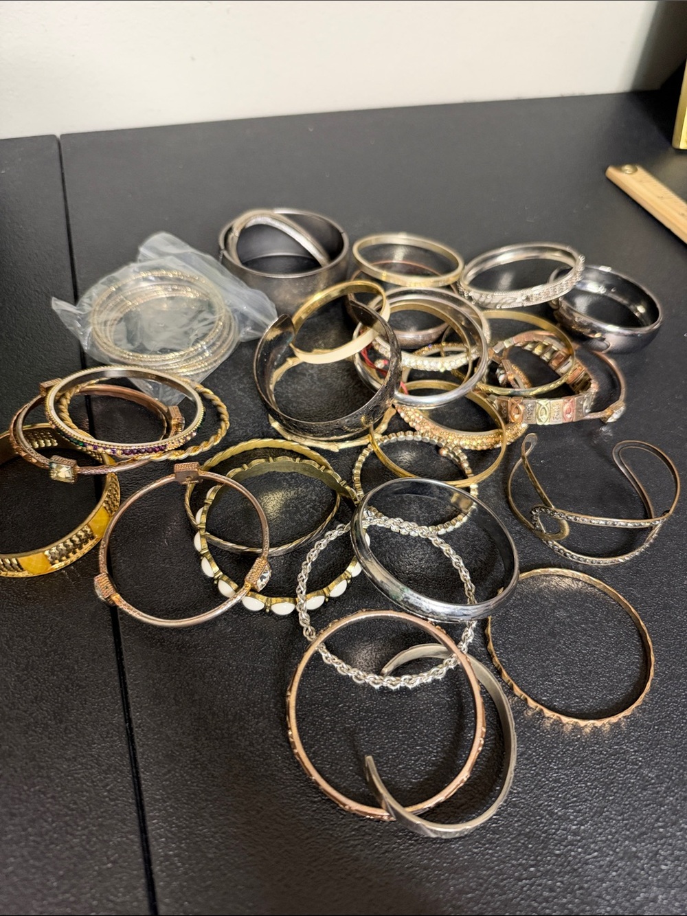 Bundle 33 Mixed Metal Women's Bangle Bracelet Set Gold Silver wearable